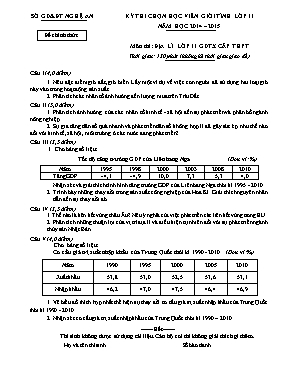 Đề thi chọn học sinh giỏi tỉnh môn Địa lý Khối 11 GDTX - Năm học 2014-2015 - Sở GD & ĐT Nghệ An